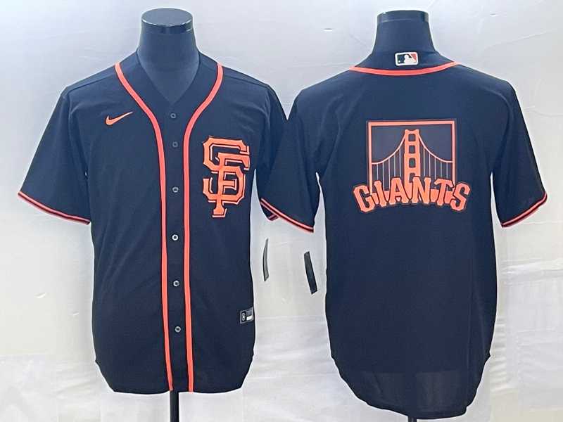 Mens San Francisco Giants Black Team Big Logo Cool Base Stitched Baseball Jersey